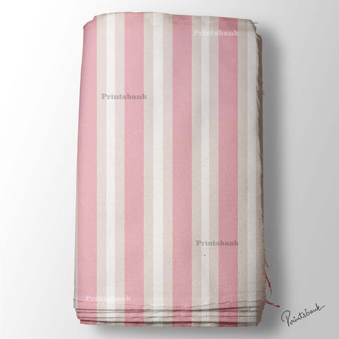 Pink Peach Color Stripe Printed Fabric Material