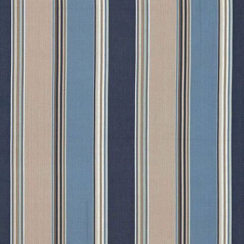 Navy Blue Coffee Stripe Printed Fabric Material