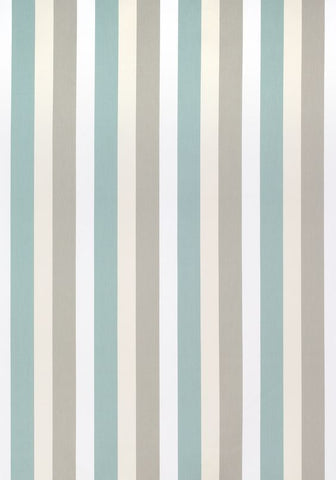 Teal Blue White Stripe Printed Fabric Material