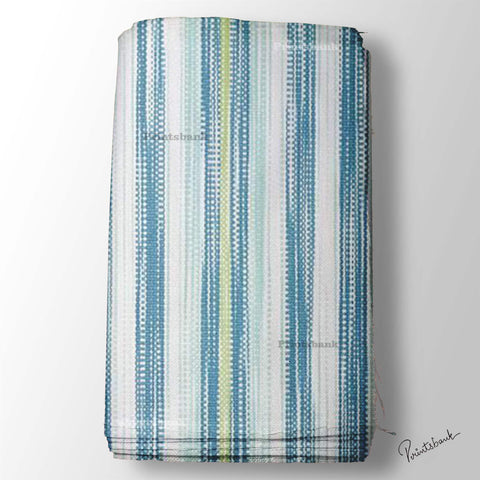 White Blue Color Stripe Printed Fabric Material